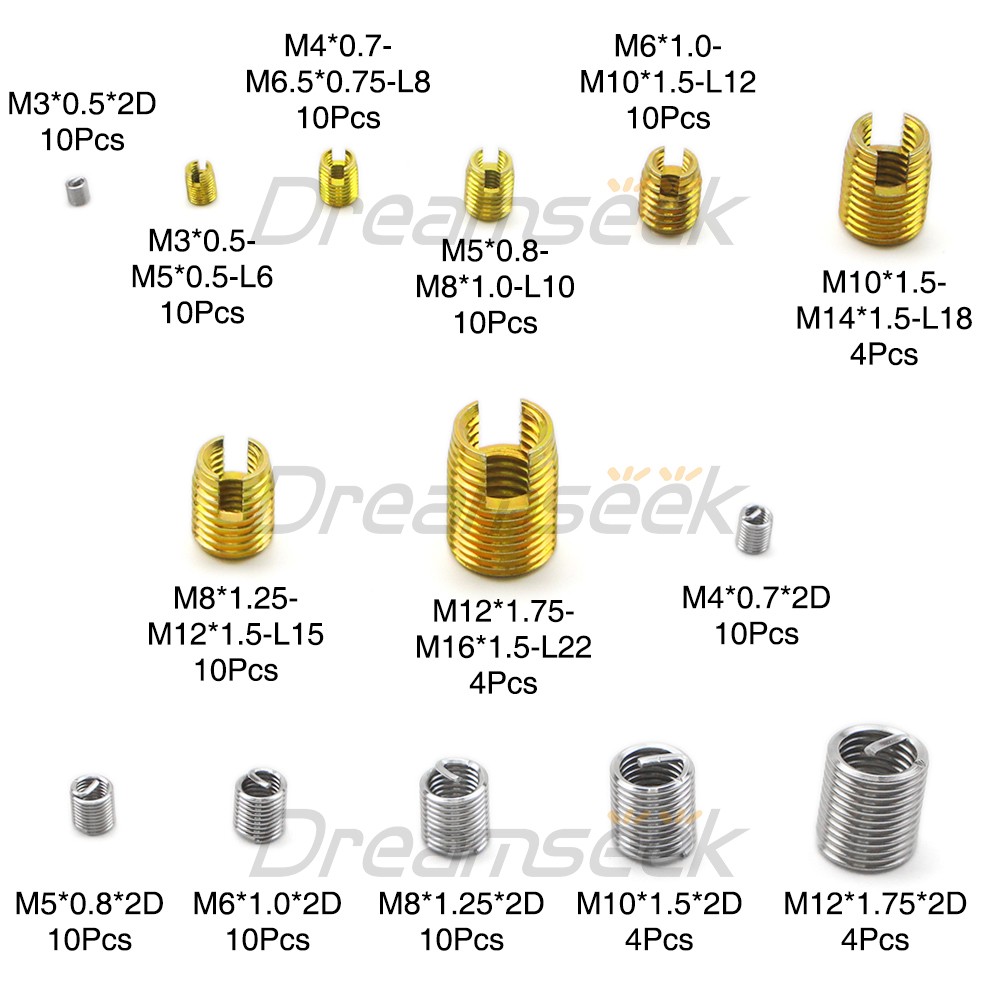 116pcs Helicoil Thread Insert Self Tapping Threaded Inserts Kit Stainless Steel