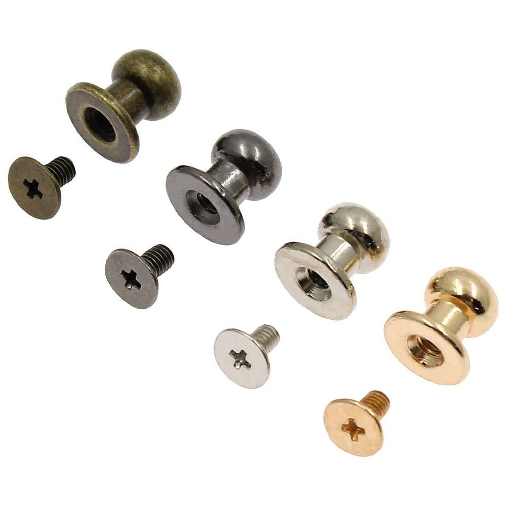 60 Sets Chicago Round Head Button Phillips Screw Stud Rivet for DIY Craft