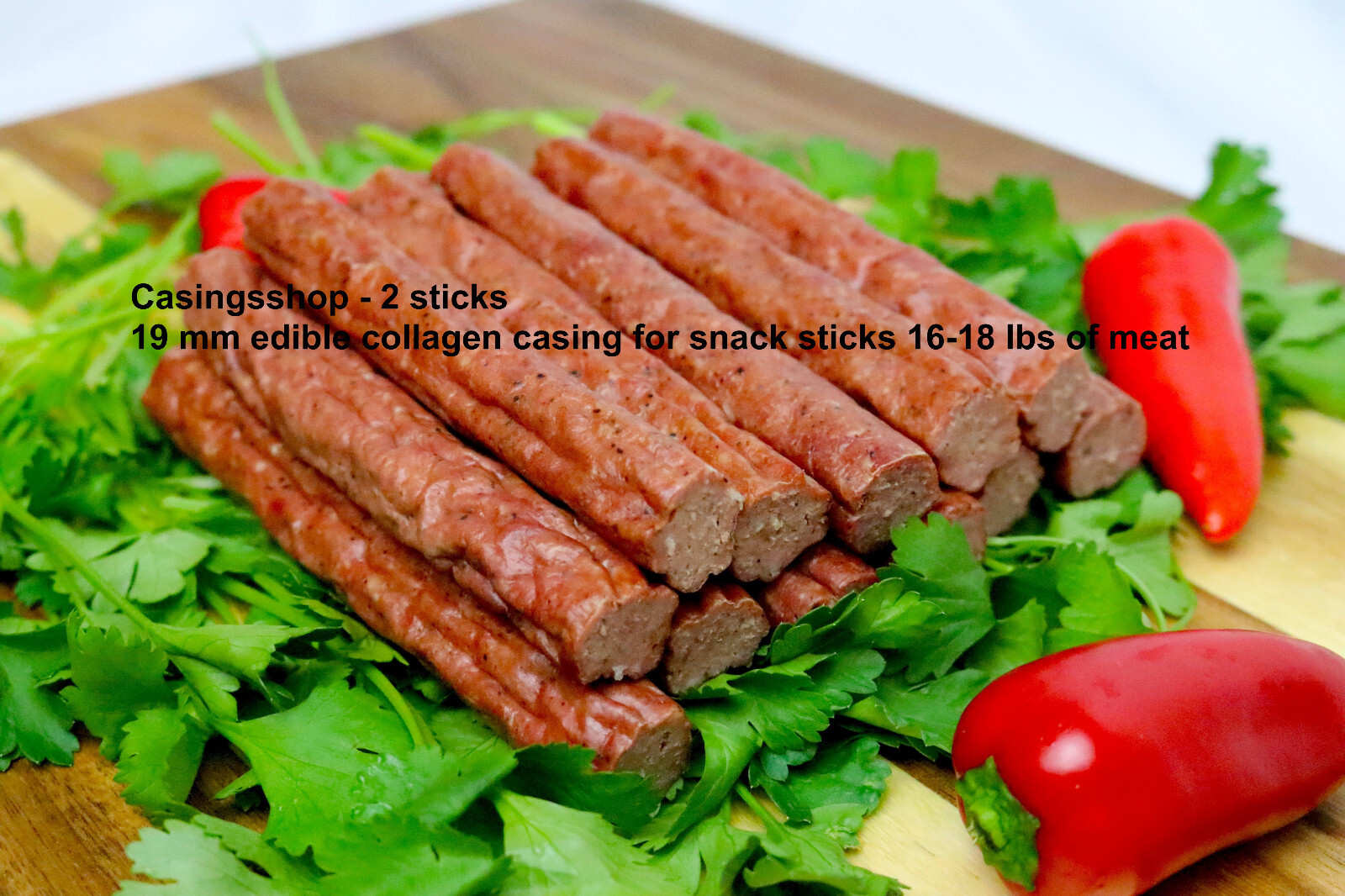 2 sticks - 19 mm Edible Collagen Sausage Casings for Snack Sticks stuffs 16 lbs