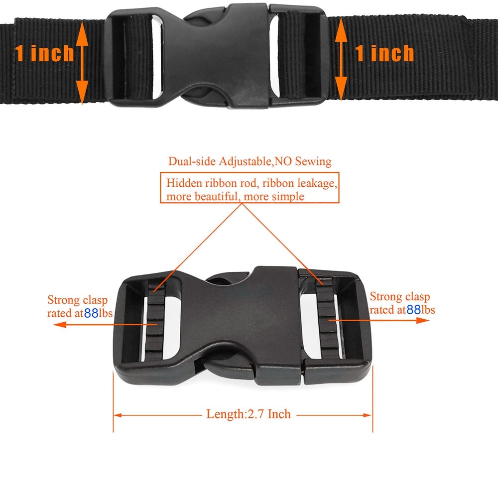 Plastic Buckle Clips for 1 Inch Straps 4 Pack 1" Quick Side Release Buckles