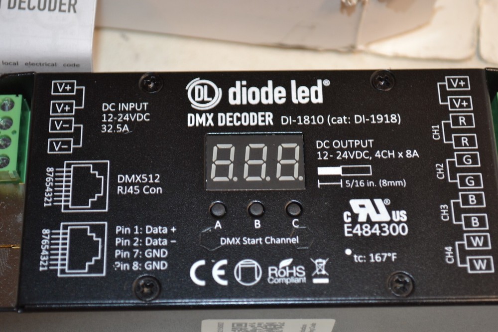 LED DI-1810 DIODE LED DMX 4-CHANNEL DECODER #: DI-1918