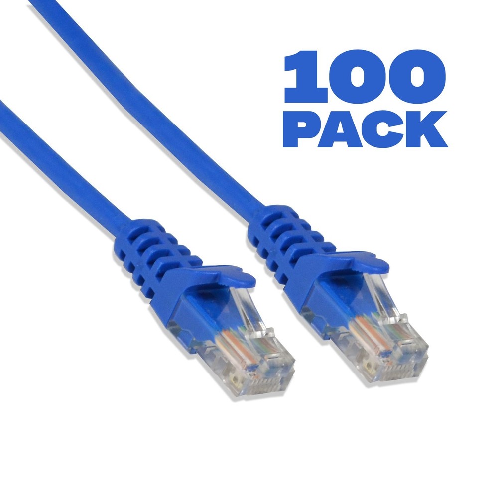 100 pack - 2ft Cat6 UTP Ethernet Network Patch Cable RJ45 Lan Patch Cord Blue