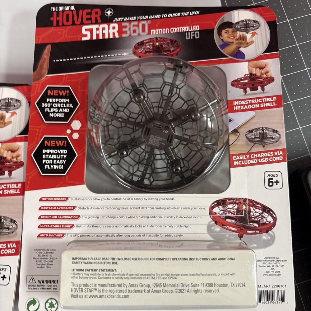 2 Original Hover Star 360 Motion Controlled UFO Black Super Easy Hand Command