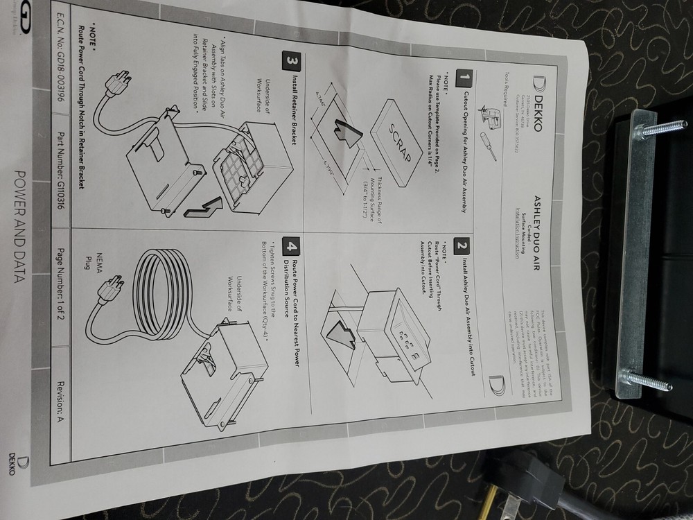 Dekko Ashley Duo Air UNDER Power Module NIB