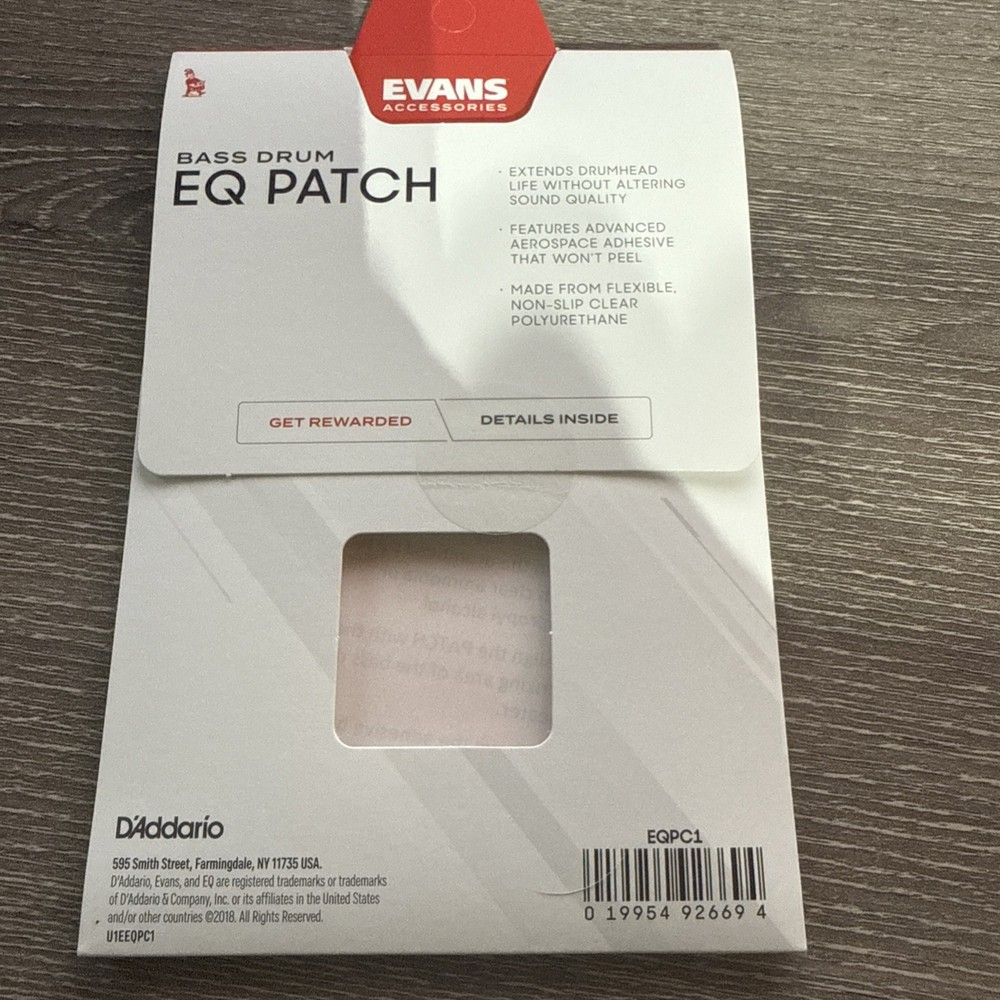 Evans EQPC1 EQ Single Pedal Kick Drum Patch, Clear Plastic | FREE SHIPPING