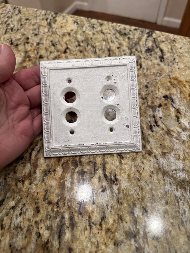 Vintage Metal Double Push Button Switch Plate