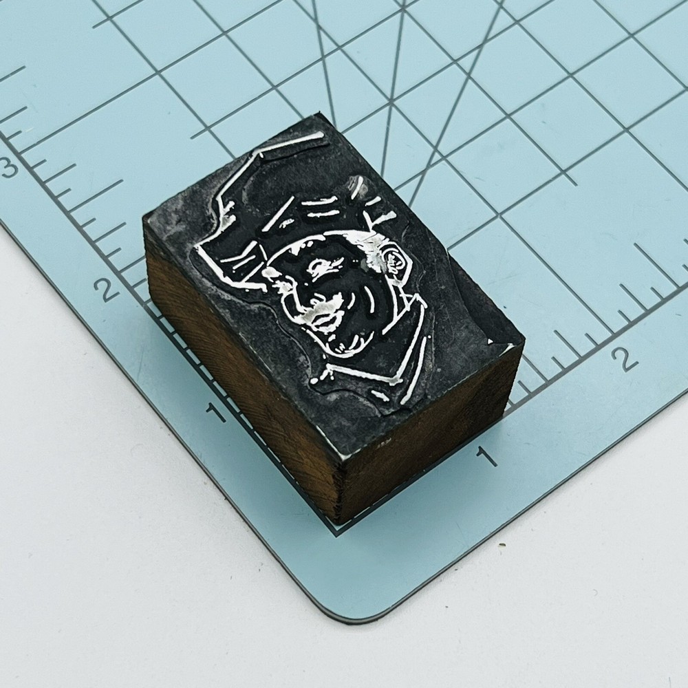 VTG Printing Letterpress Printer Wood Block Chef Baker With Hat 2”