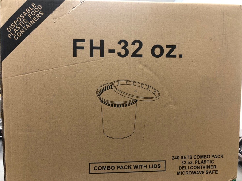 240 Sets Combo Pack with Lids 32oz Plastic Deli Container