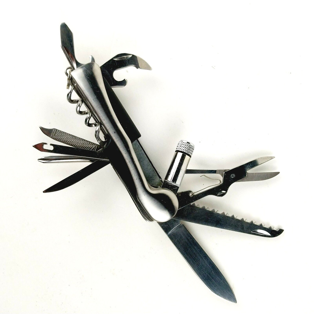 Journeys Edge Stainless Steel 12-Function Multi-Tool Camping Knife w/Led Light