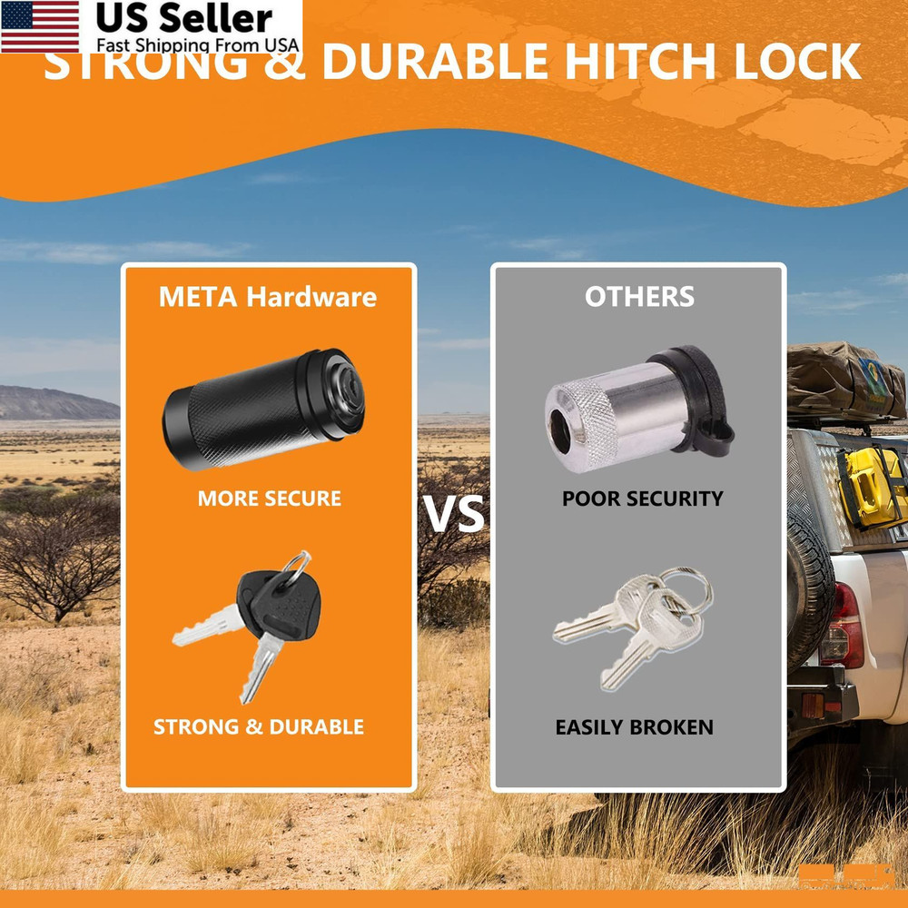 META Hardware Trailer Hitch Locks, Lock with 5/8'' 2-3/4" Pin, 1pack