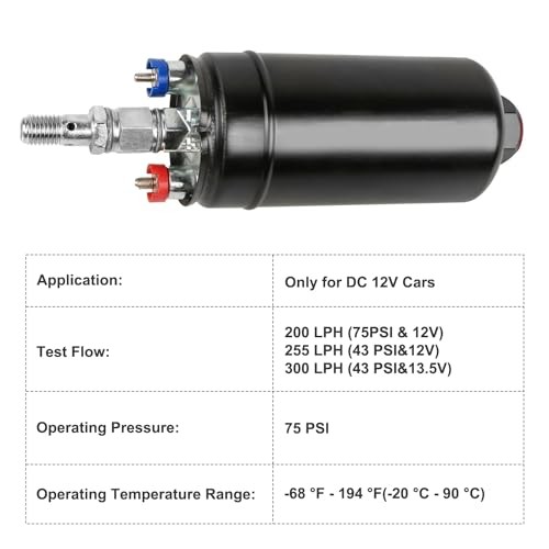 Universal External Inline Fuel Pump Electric High Flow 300LPH 12V with