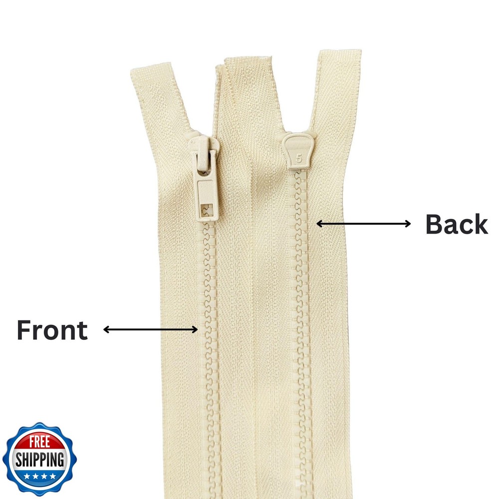 KGS Separating Jacket Zippers for Sewing | 2 Pieces/Pack | #5 Molded Plastic