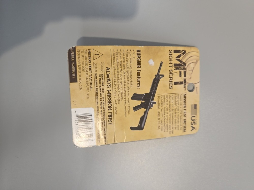 MFT Rear Back Up Polymer Sight Black w/ packaging