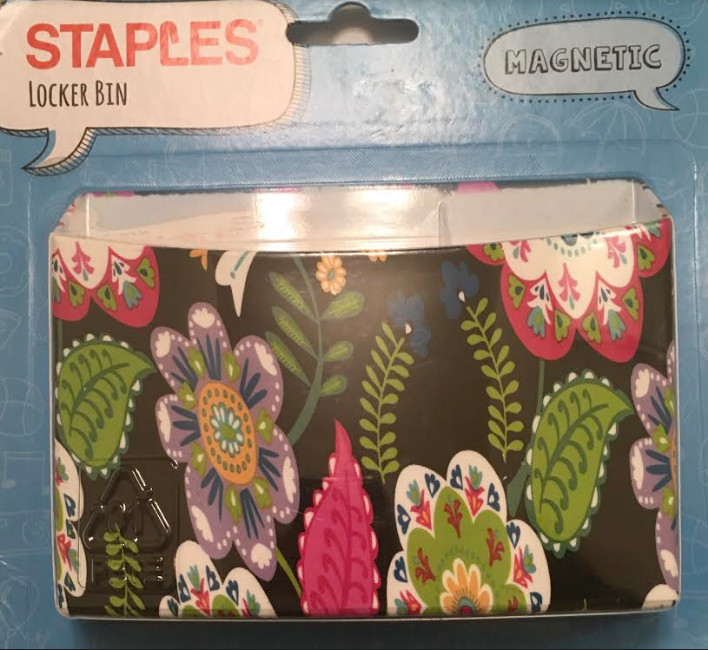 STAPLES Magnetic Locker Bin, Midnight Floral