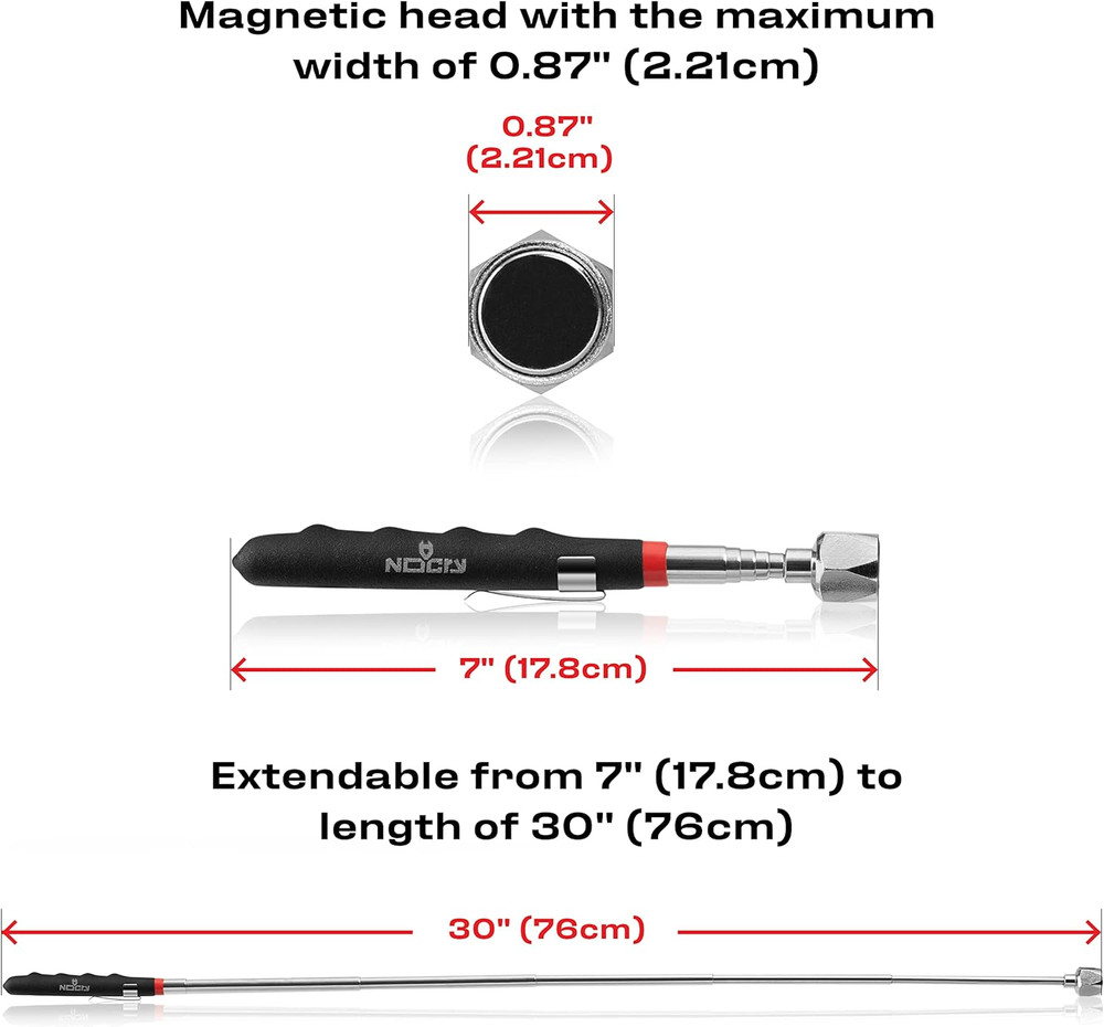 Nocry Telescoping Magnetic Pickup Tool with an Extra Strong 25Lb Pull Force — St