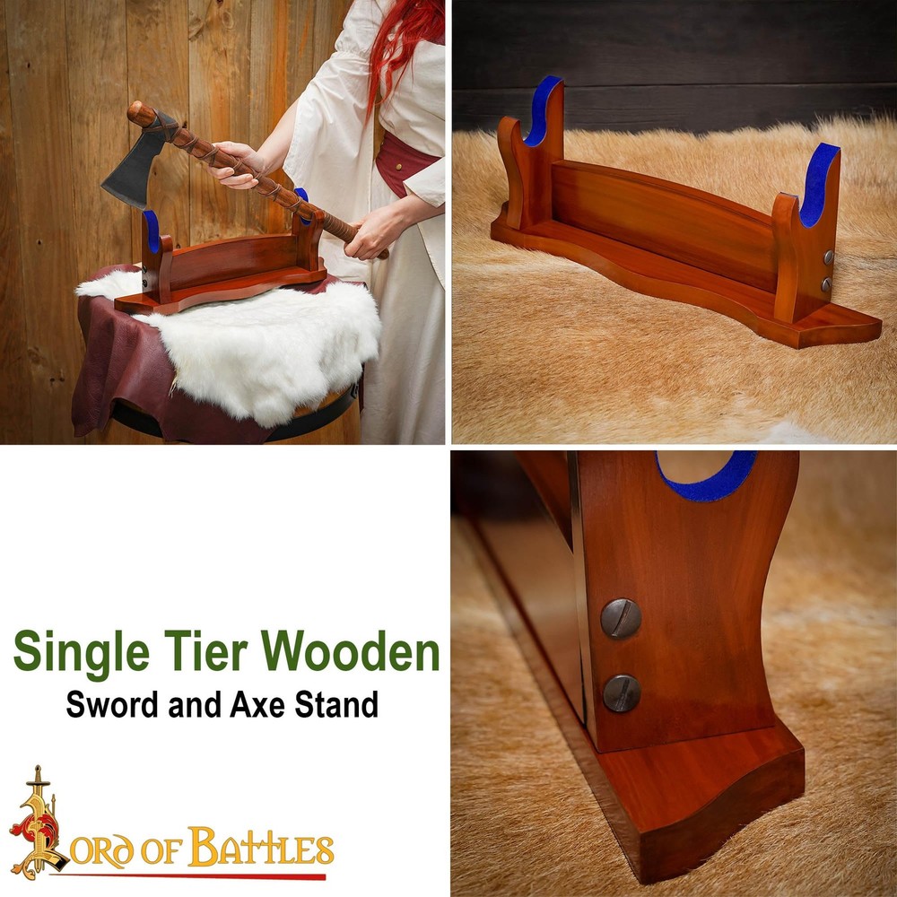 Medieval Solid Wood Single Tier Sword Display Stand / Sword Holder / Gladiato...