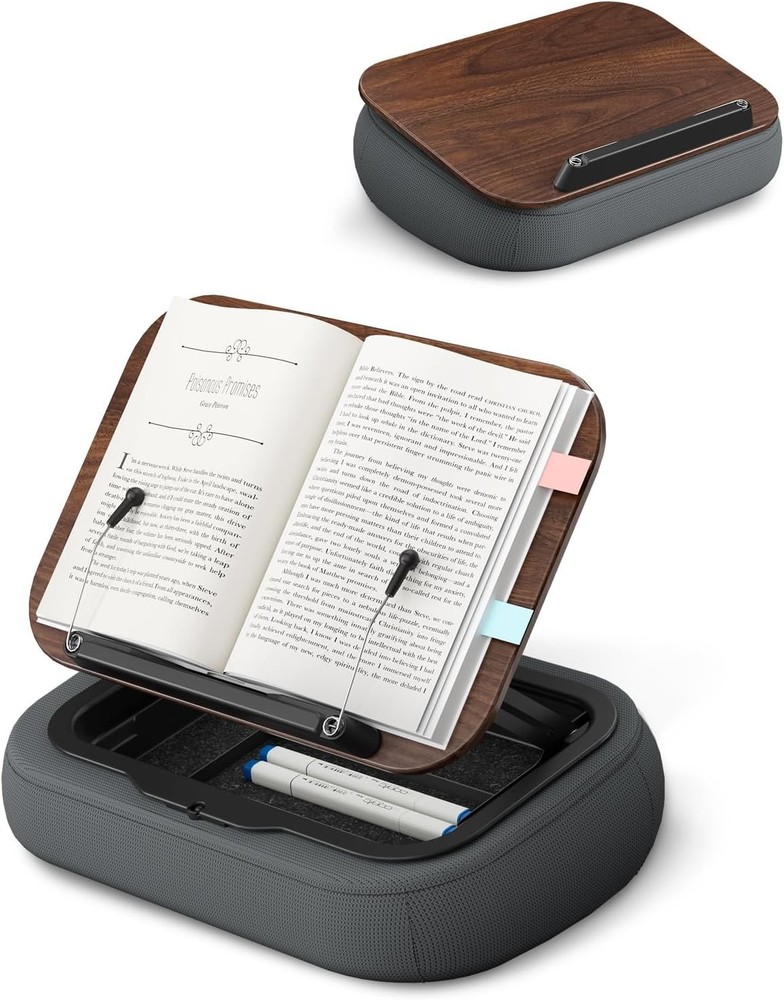 Adjustable Lap Book Pillow Stand with Storage - Hands-Free Reading Essential