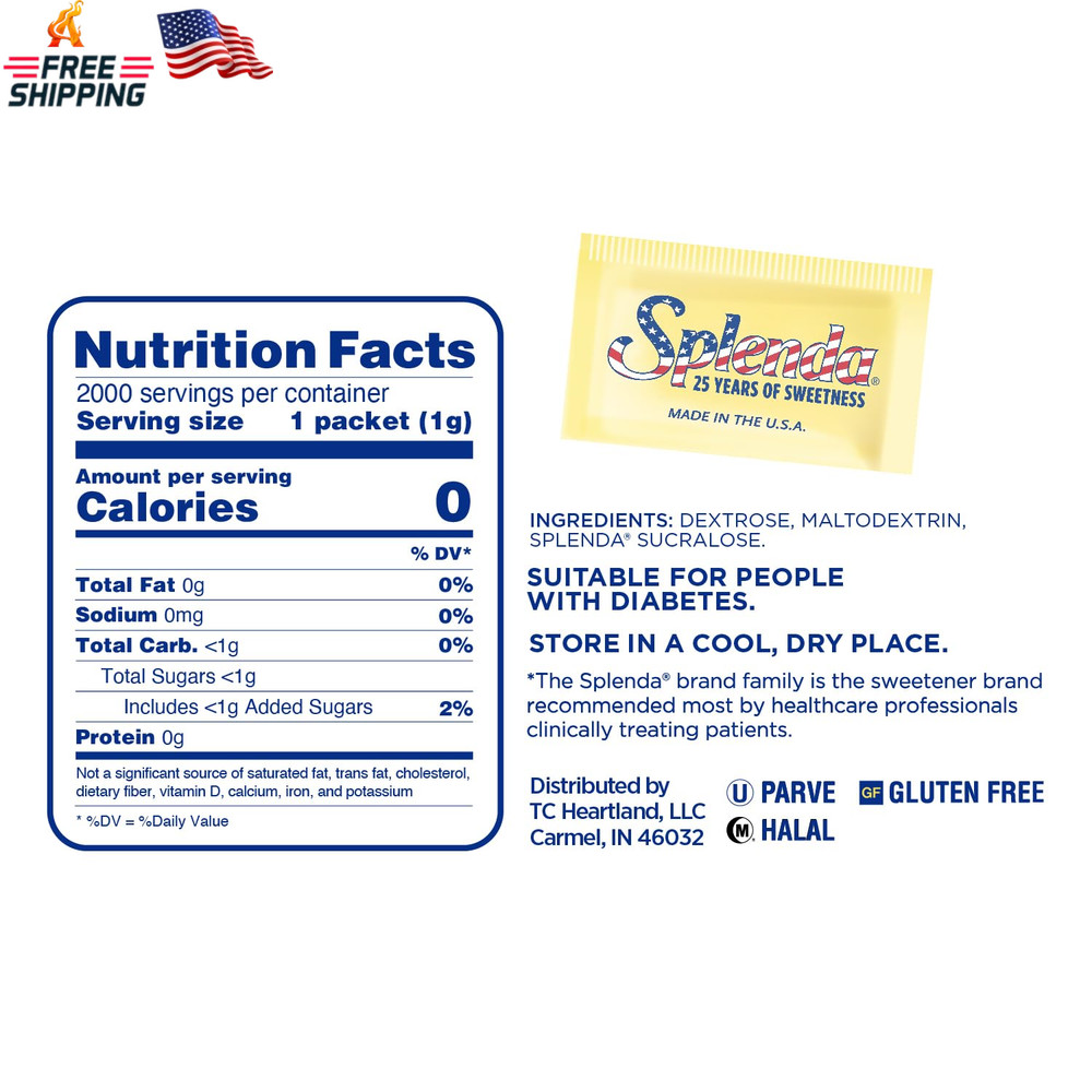 SPLENDA Zero Calorie Sweetener, 2000 Count Packets