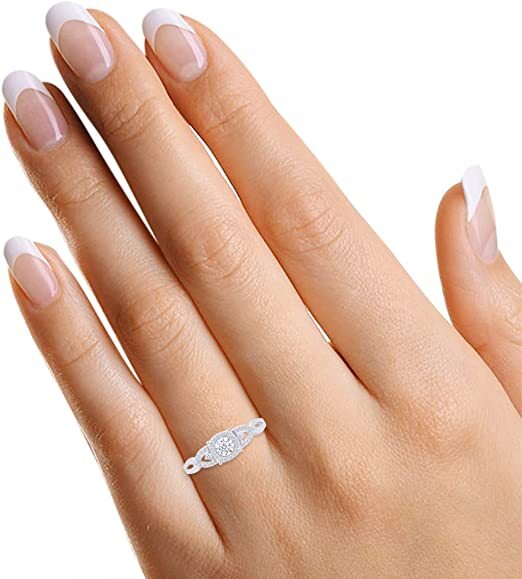 1/4ct Infinity Split Shank Promise Ring Natural Round Diamond Sterling Silver