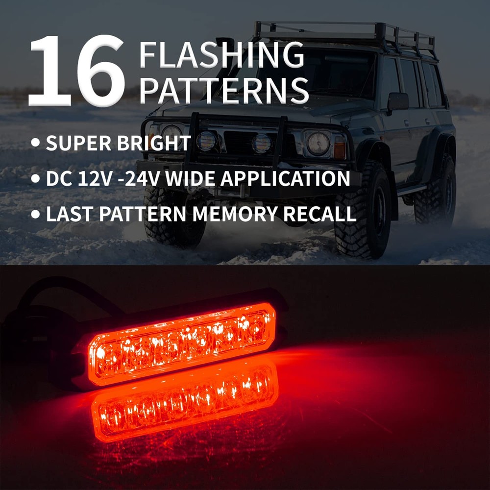 FXC 2pack 6-LED Strobe Light Red Waterproof Emergency Beacon Flash