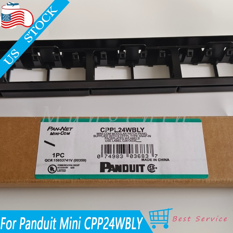 Set Mini Com Modular Patch Panel For Panduit CPP24WBLY Cat 6, 5E w/ Faceplates