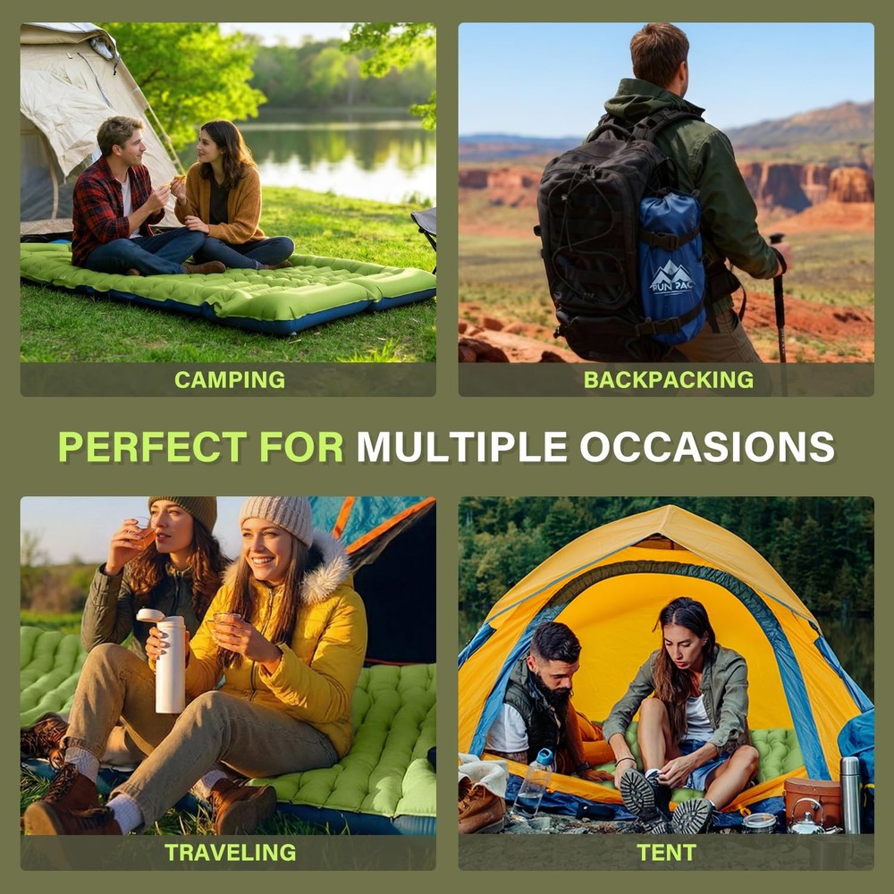 FUN PAC Camping Sleeping Pad, Ultralight Camping Mat with Pillow, Builtin Foo...