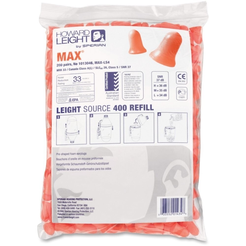 200- MAX-LS4 MAXIMUM Disposable Bulk Refill UNCORDED Noise Reduction Ear Plugs
