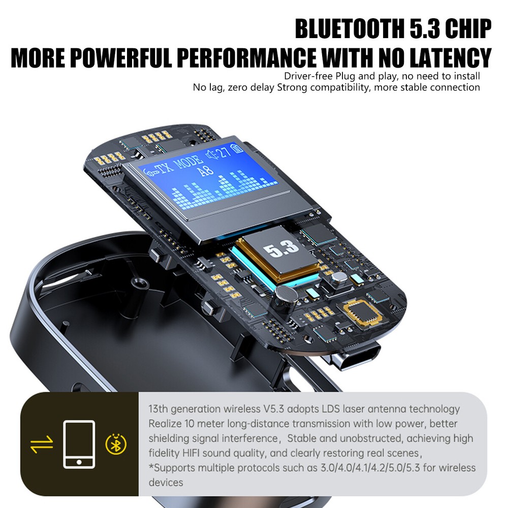 Bluetooth 5.3 Transmitter Receiver Wireless Adapter For Home Car Stereo Speakers