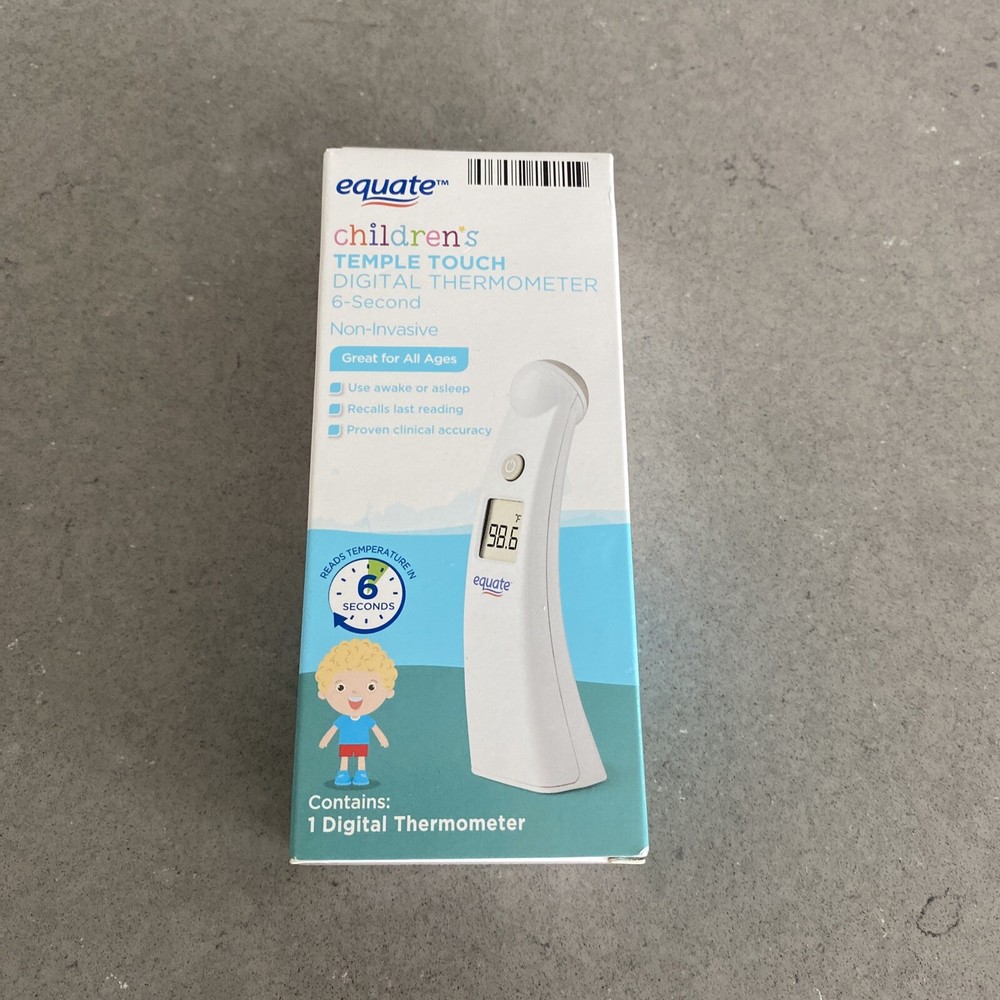 EQUATE 6 Second Reading Temple Touch Digital Thermometer For Children | New