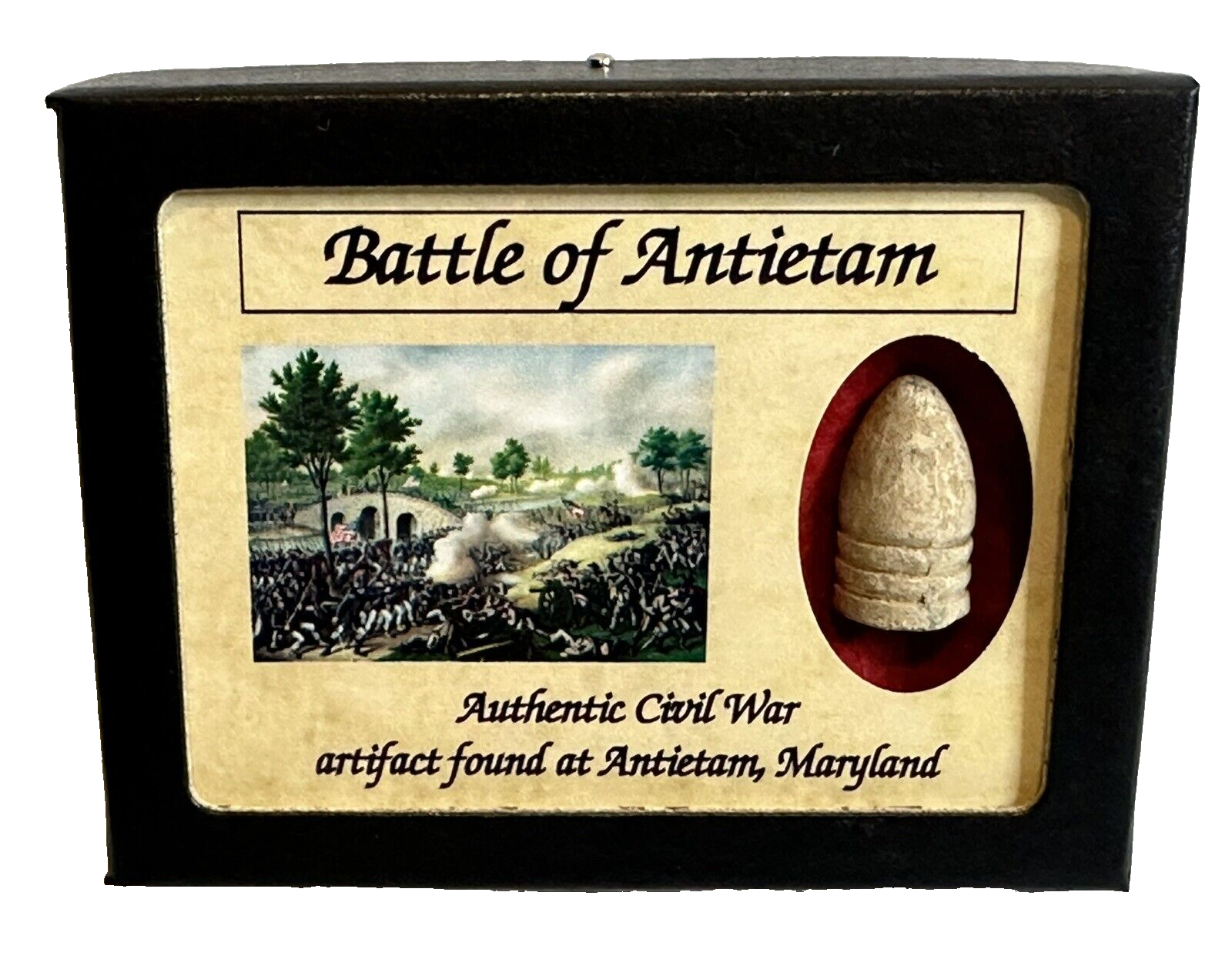 Civil War Bullet Relic from The Battle of Antietam, MD with Display Case,Color!