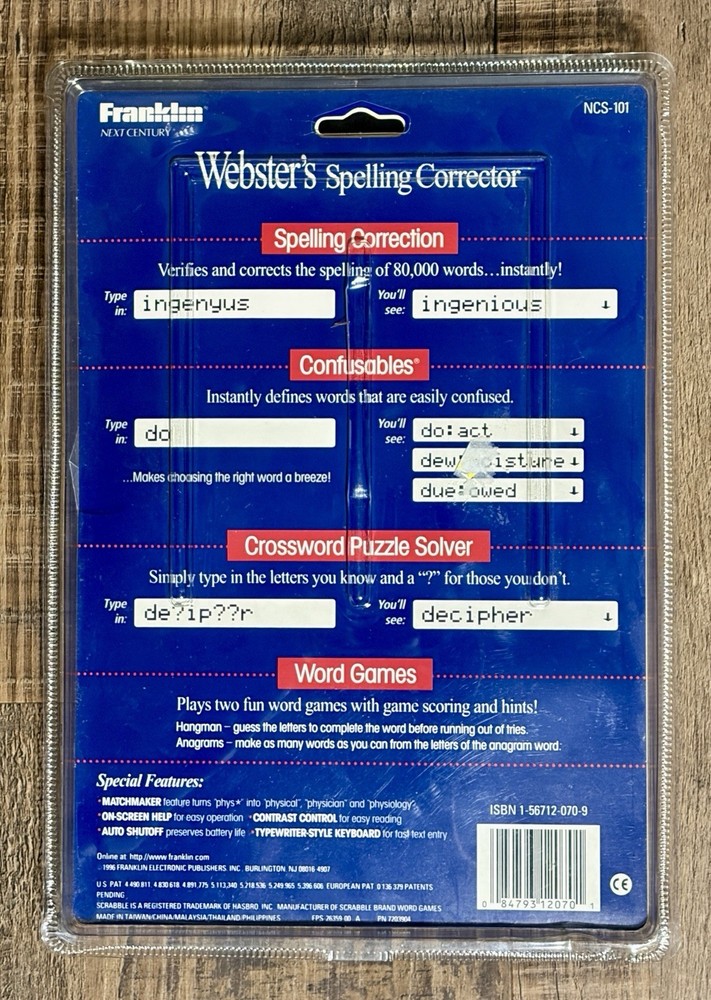NEW Franklin Webster's Spelling Corrector Plus NCS-101 Pocket Size Compact