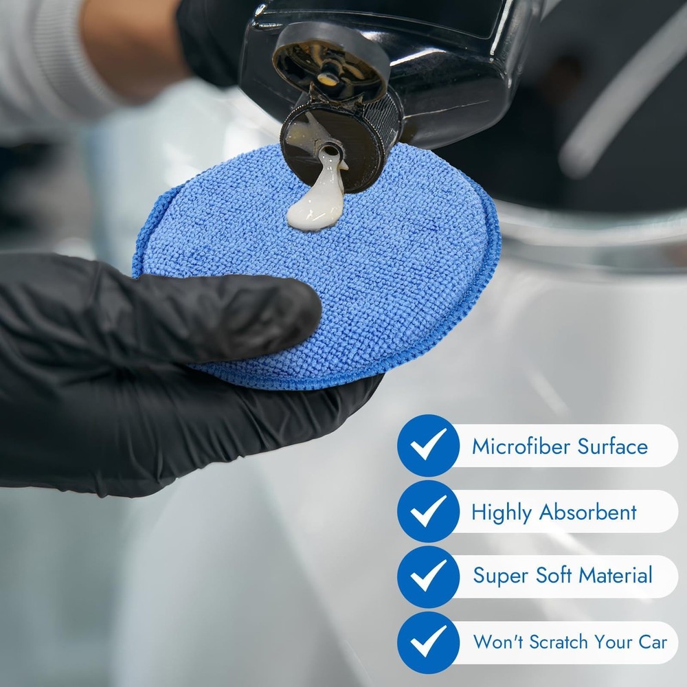 Car Wax Applicator Microfiber Pads, Ultra-Soft Buffing...