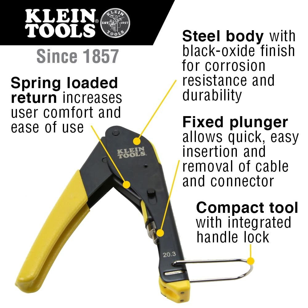 Klein Tools 80151 Coax Cable Compression Crimper and Stripper Set with Yellow
