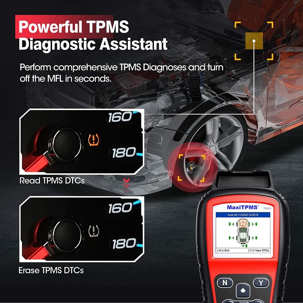 Autel MaxiTPMS TS508WF TPMS Programming Scanner Tool+ 4PCS TPMS MX-Sensor Metal