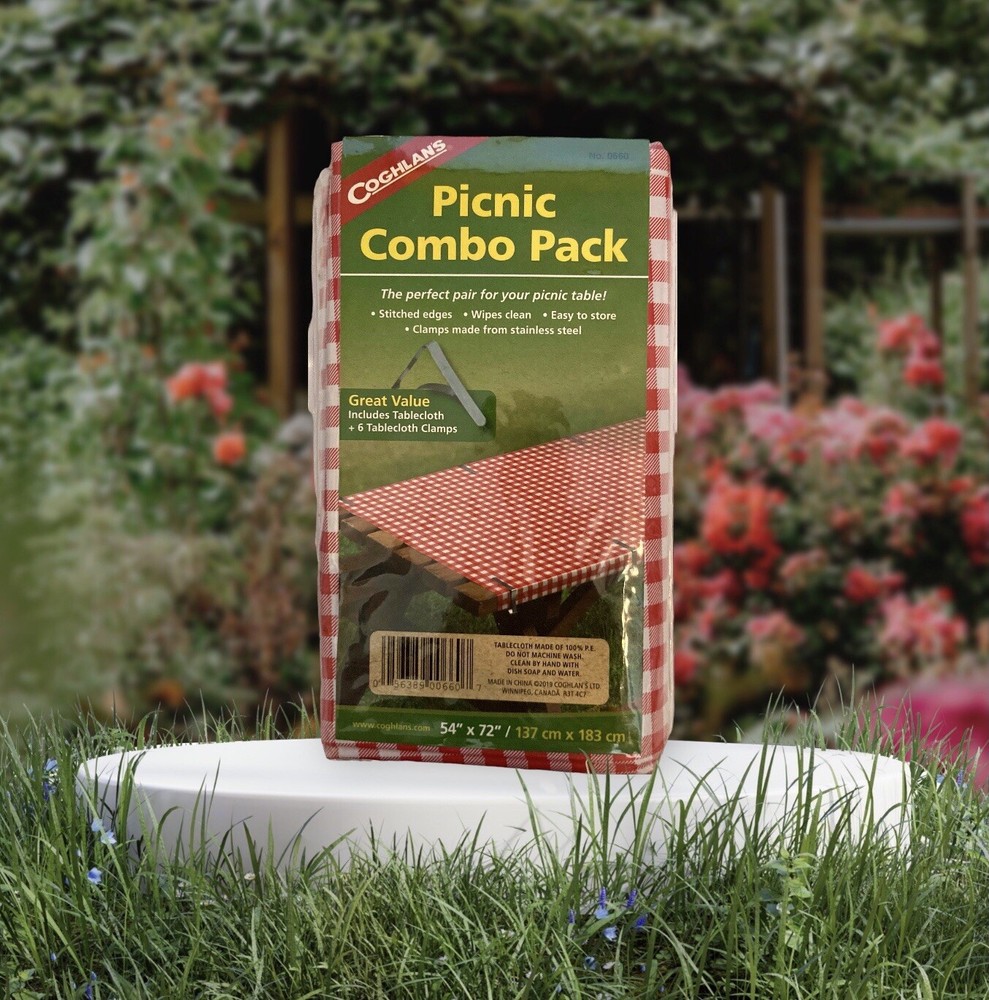 New Coglan’s Combo Pack Tablecloth & Clamps Camping Red Checked