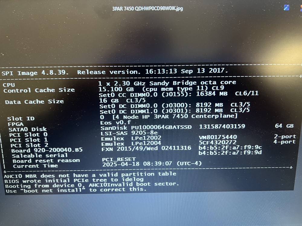 C8R01-63001 727388-001 HP HPE 3PAR 7450 CONTROLLER NODE MODULE TESTED