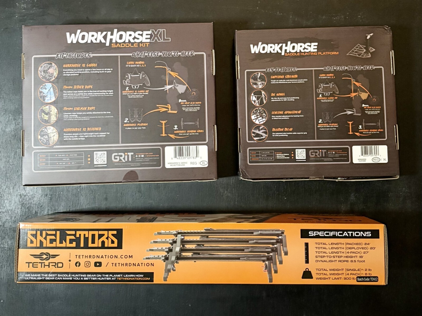 Tethrd Grit XL Saddle Kit Bottomlands Platform Skeletor Sticks Combo Package New