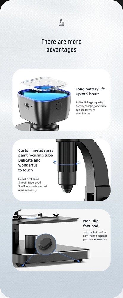 2000X Dual Lens WiFi Digital Microscope 10 LED Support Android IOS USB Computer