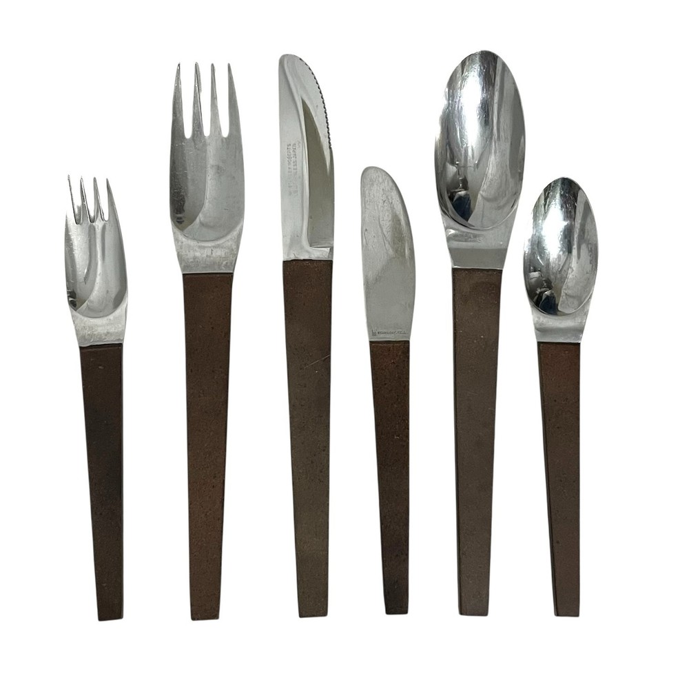 Stanley Roberts SRB Modernist SS Flatware Japan MCM Brown Composite Handle
