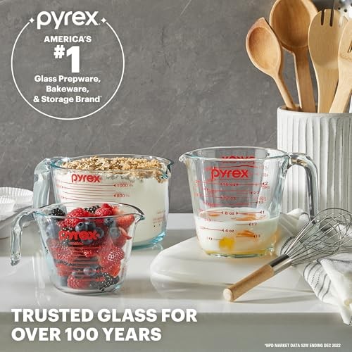 Essentials (3-Pack) Glass Measuring Cups Set, (1, 2 & 4 Cup) Measuring Cups