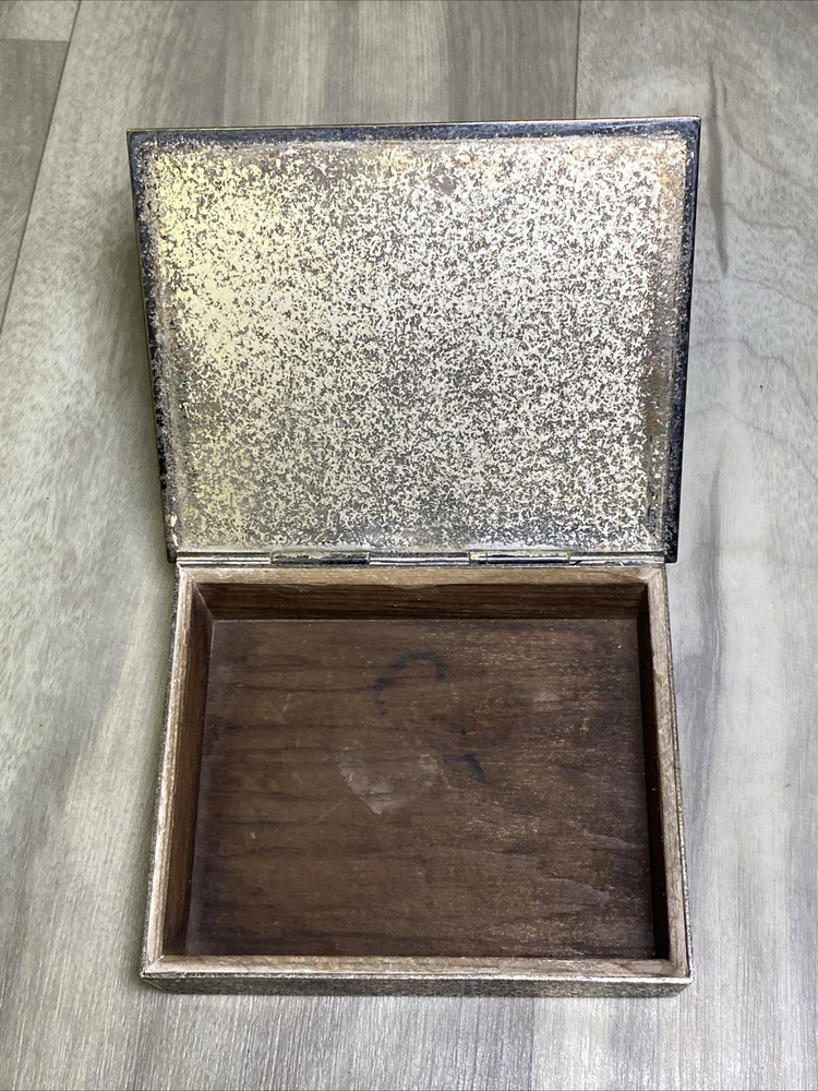 Vtg Original Silver Crest Sterling Decorated Bronze Box
