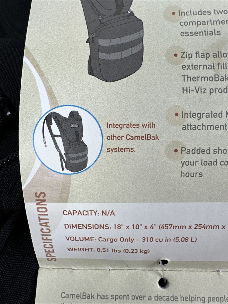 CamelBak Maximum Gear MORPH Integrates W/ Other Camelbak Systems No Bladder NWT