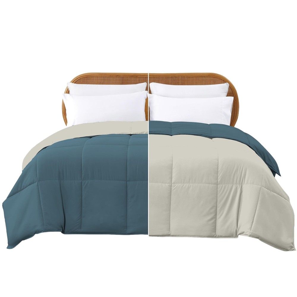 Down Alternative Reversible Comforter Teal/Beige Twin Size Bedding