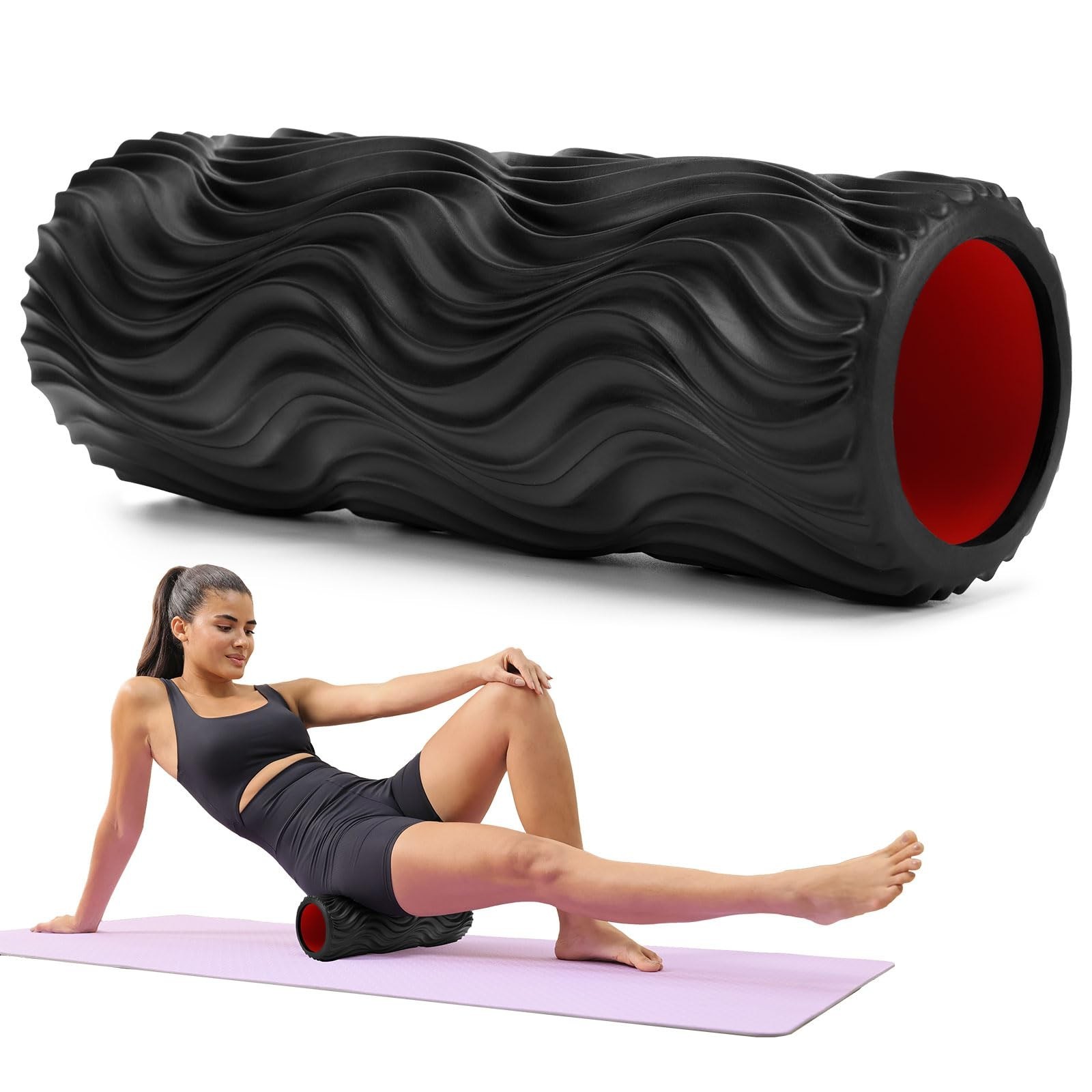 Foam Roller, 15" High Density Foam Back Roller, Wave Textured Massage Roller ...