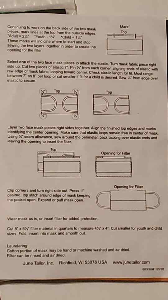 Sew-Your-Own Reusable Face Mask Kit, Assorted Fabrics