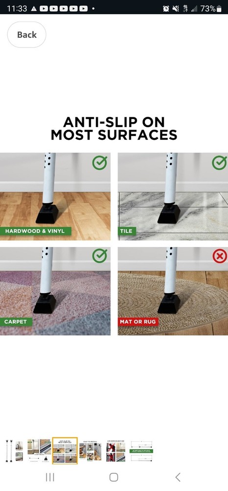 New Guard Dog Security DoorKeeper Adjustable Door Bar With Rubberized Base