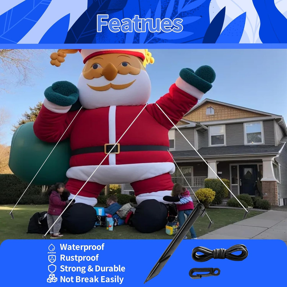 48PCS Inflatable Stakes with Tethers & Hooks, Plastic Tent Stakes Inflatable Acc