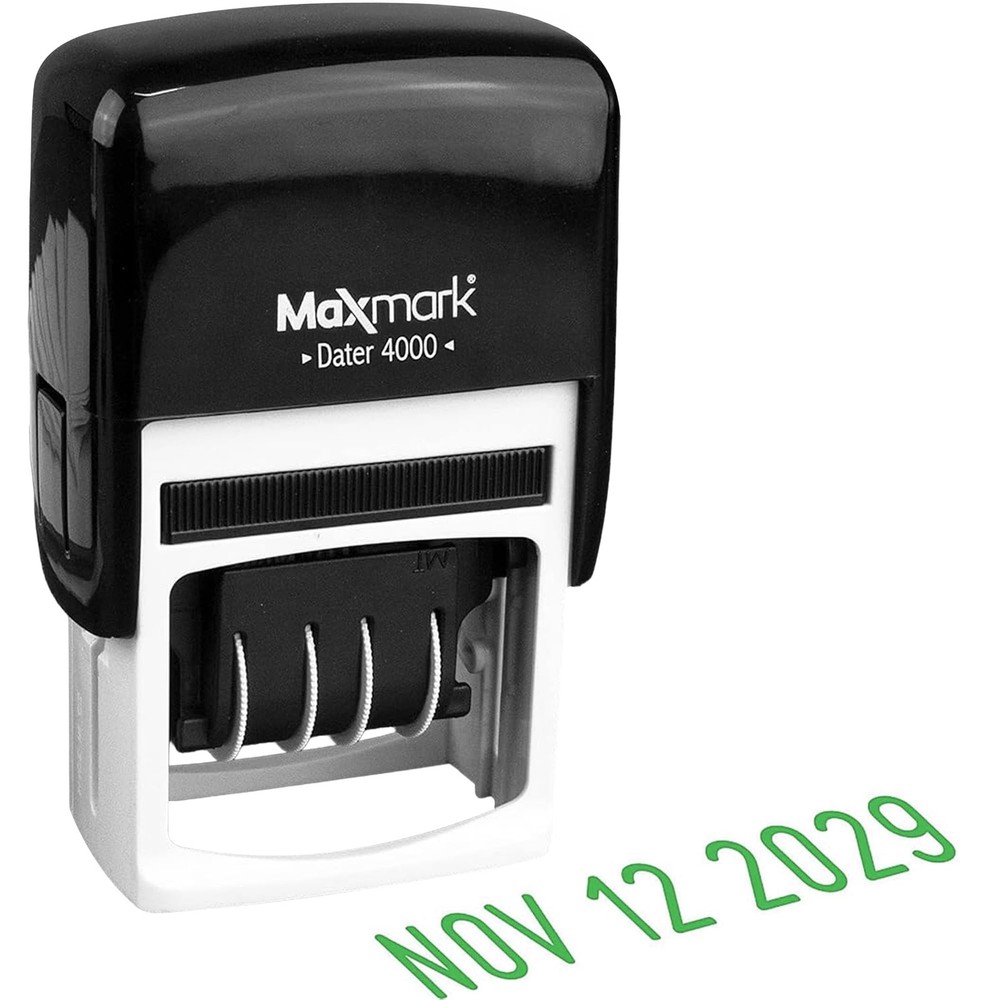 Dater 4000 Self Inking Date Stamp, Office Document Stamper, Received, Green