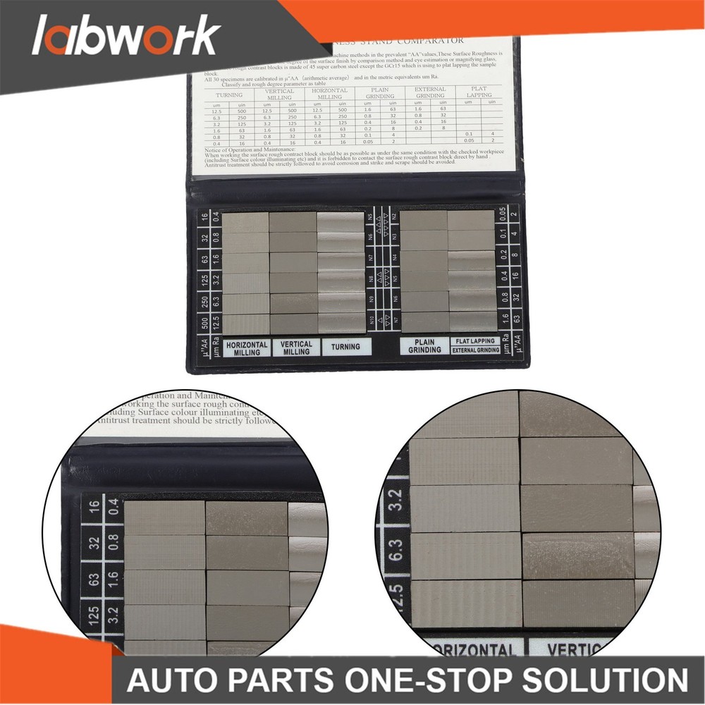 Labwork Surface Roughness Comparators,Roughness Test Block Ra0.05-12.5mm 30Pcs