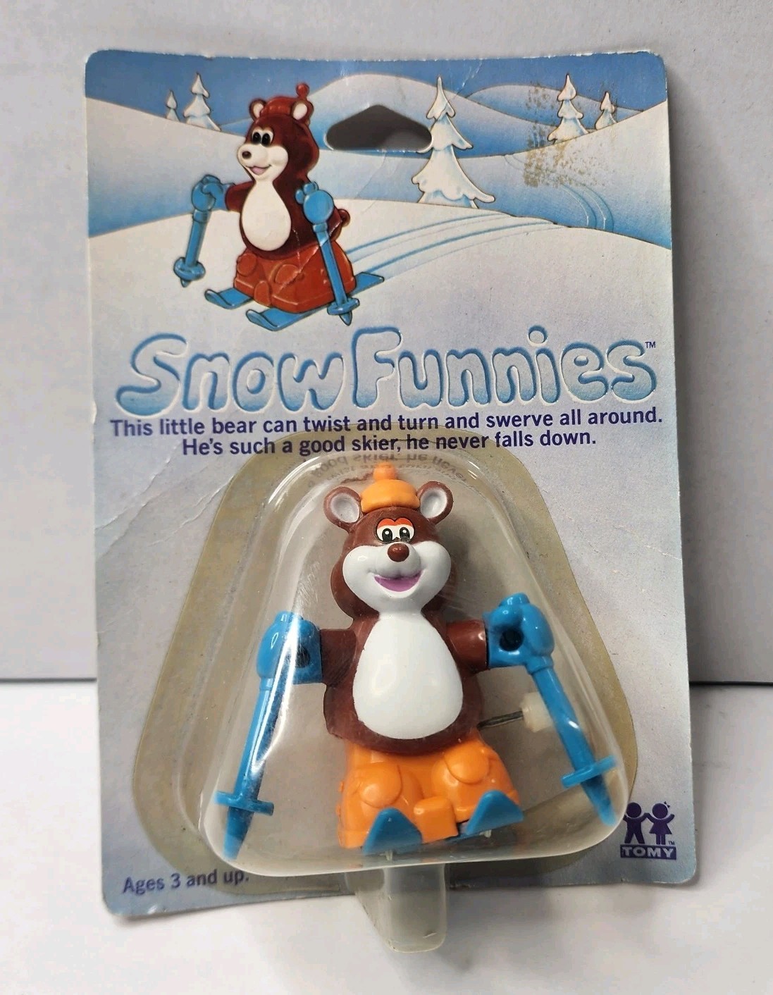 Vtg. 1981 Tomy Snow Funnies - Skiing Funny Bear Wind Up Toy - NIP [Read Desc.]